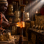 Ancestral altar room inside the Oba of Benin's palace, circa 17th century.