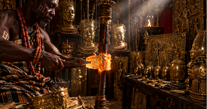 Ancestral altar room inside the Oba of Benin's palace, circa 17th century.