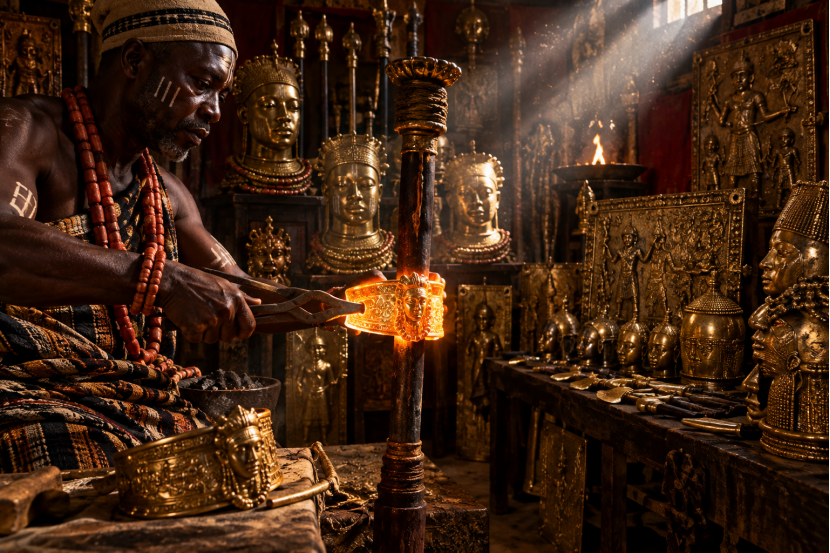 Ancestral altar room inside the Oba of Benin's palace, circa 17th century.